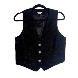 Jason Wu Black Tweed‎ & Metallic Vest  Women's size M
